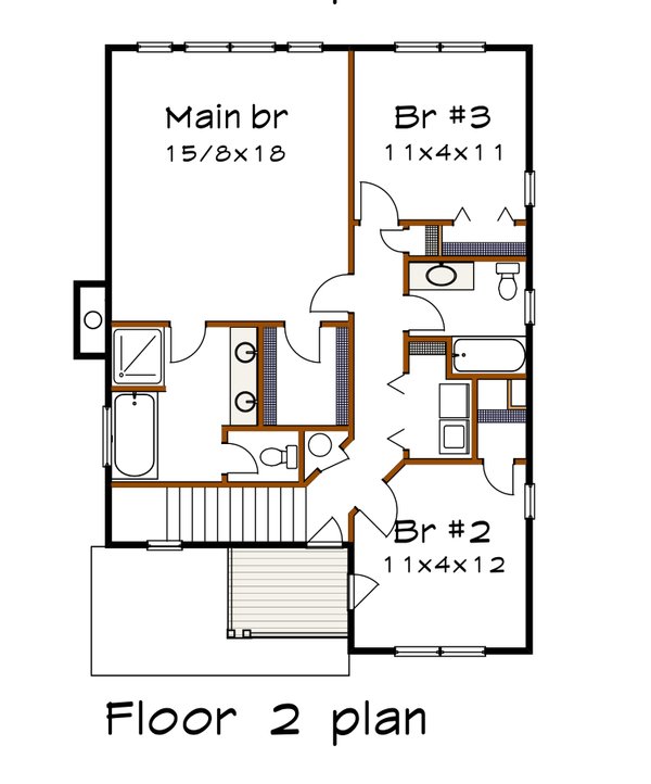 Traditional Floor Plan - Upper Floor Plan #79-350