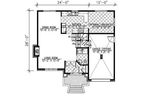 Floor Plan - Main Floor for European House Plan #138-295 - 3 bed, 1.5 bath