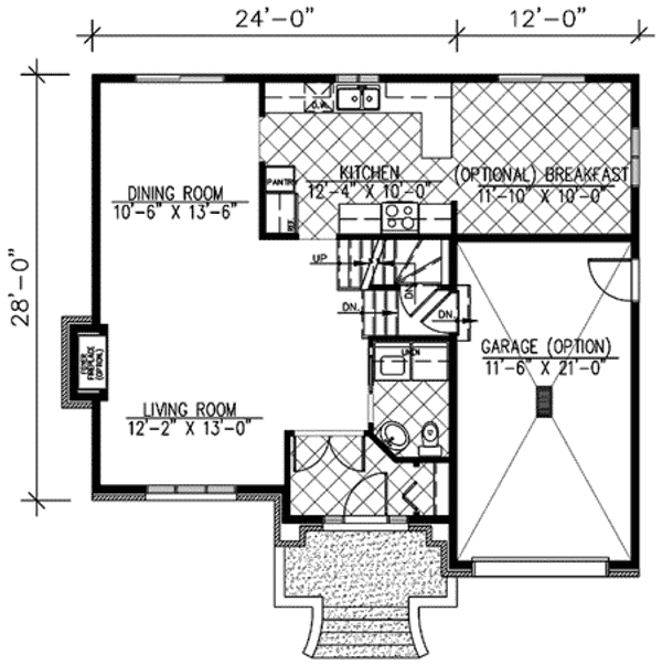 Floor Plan - Main Floor for European House Plan #138-295 - 3 bed, 1.5 bath