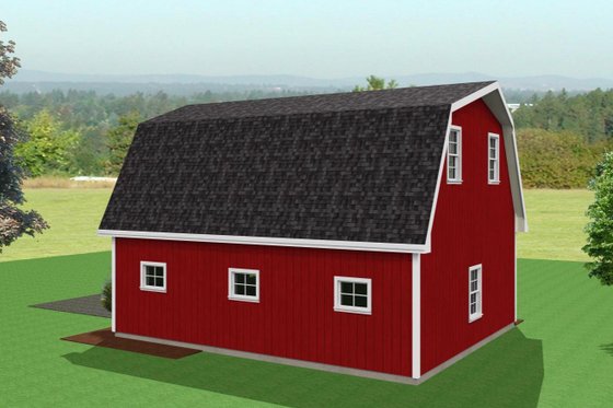 Exterior - Rear Elevation for Barndominium House Plan #75-215, 0 bath