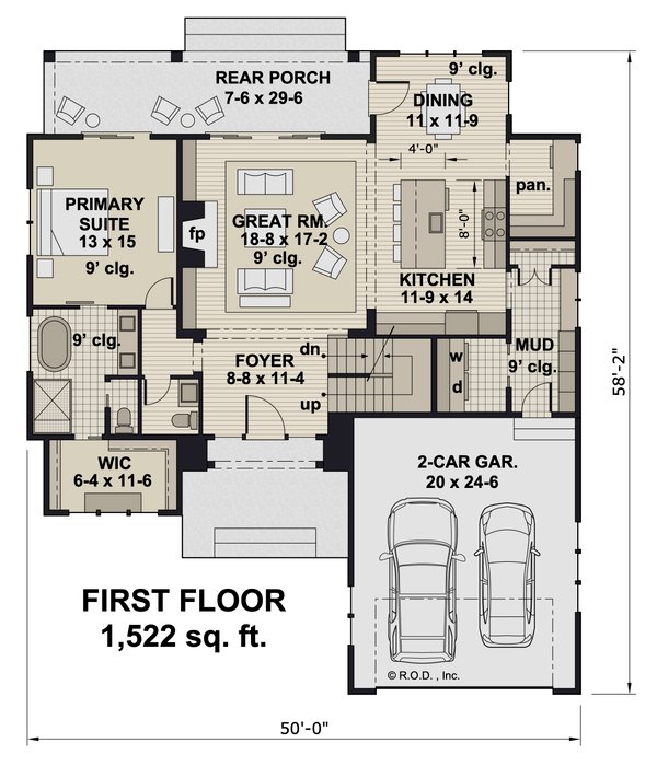 Dream House Plan - Traditional Floor Plan - Main Floor Plan #51-1297