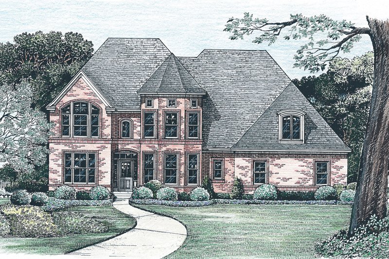 Home Plan - Exterior - Front Elevation 3 for European House Plan #20-1580 - 4 bed, 4 bath