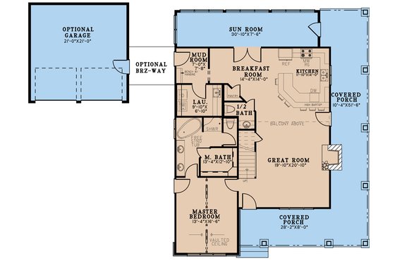 Floor Plan - Main Floor for Craftsman House Plan #923-295 - 3 bed, 2.5 bath