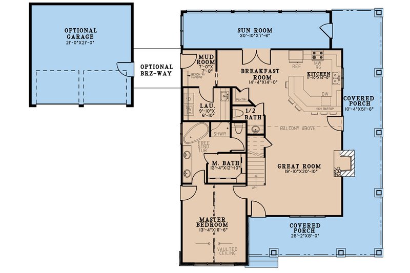 Dream House Plan - Floor Plan - Main Floor for Craftsman House Plan #923-295 - 3 bed, 2.5 bath