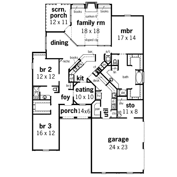 House Blueprint - Mediterranean Floor Plan - Main Floor Plan #45-141