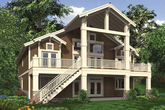 Exterior - Rear Elevation for Craftsman House Plan #132-551 - 5 bed, 3 bath