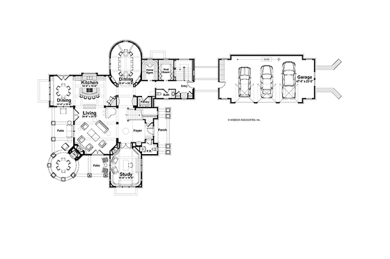 Floor Plan - Main Floor for Craftsman House Plan #928-232 - 3 bed, 3.5 bath