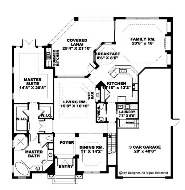 Architectural House Design - Mediterranean Floor Plan - Main Floor Plan #1017-6