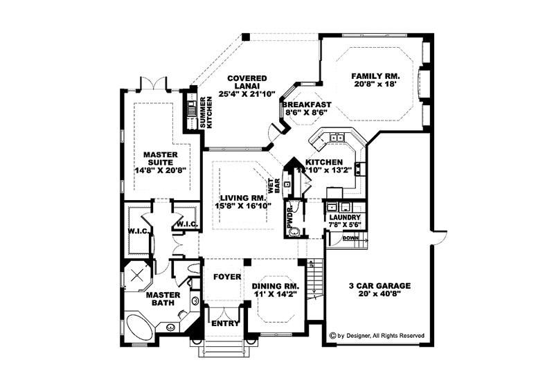 Home Plan - Floor Plan - Main Floor for Mediterranean House Plan #1017-6 - 4 bed, 3.5 bath