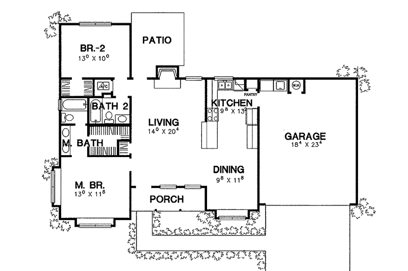 Home Plan - Floor Plan - Main Floor for Country House Plan #472-285 - 2 bed, 2 bath