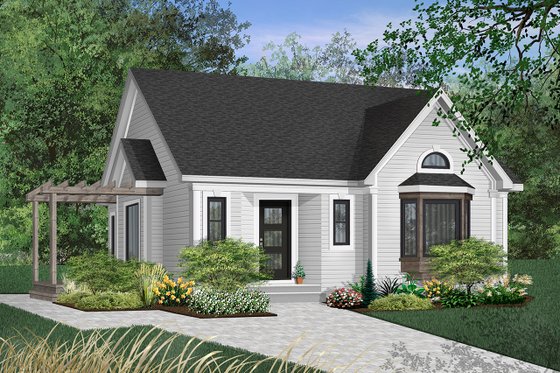 Exterior - Front Elevation 3 for Cottage House Plan #23-599 - 2 bed, 1 bath