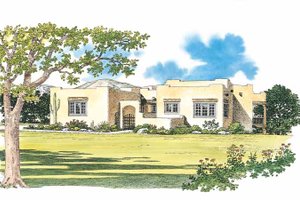 Dream House Plan - Exterior - Front Elevation for Adobe / Southwestern House Plan #72-1049 - 4 bed, 3 bath