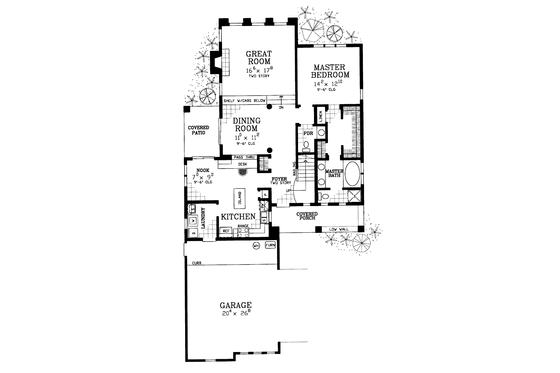 Floor Plan - Main Floor for Mediterranean House Plan #72-1118 - 4 bed, 2.5 bath