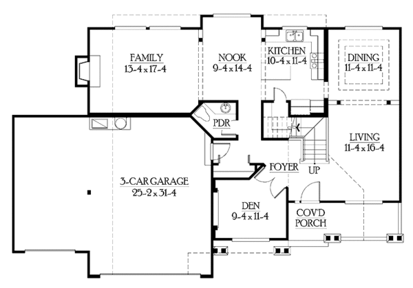 Architectural House Design - Craftsman Floor Plan - Main Floor Plan #132-256