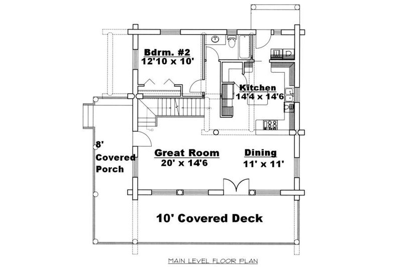 Dream House Plan - Floor Plan - Main Floor for Log House Plan #117-556 - 3 bed, 3 bath