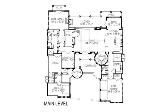 Floor Plan - Main Floor for Mediterranean House Plan #920-66 - 4 bed, 4.5 bath
