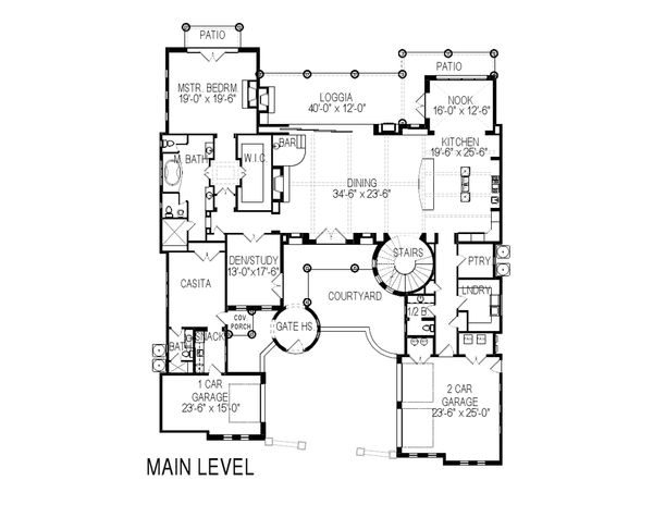 Architectural House Design - Mediterranean Floor Plan - Main Floor Plan #920-66