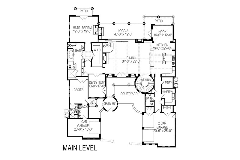 Home Plan - Floor Plan - Main Floor for Mediterranean House Plan #920-66 - 4 bed, 4.5 bath