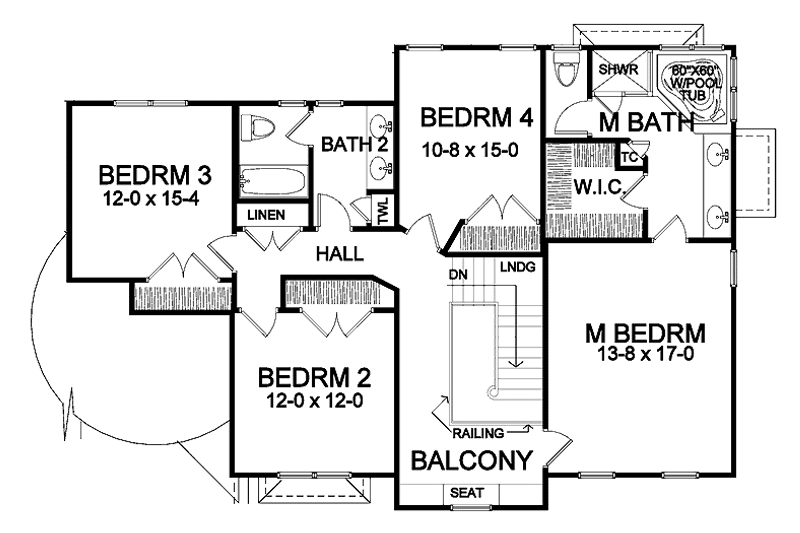 Home Plan - Floor Plan - Upper Floor for Traditional House Plan #328-440 - 4 bed, 3.5 bath
