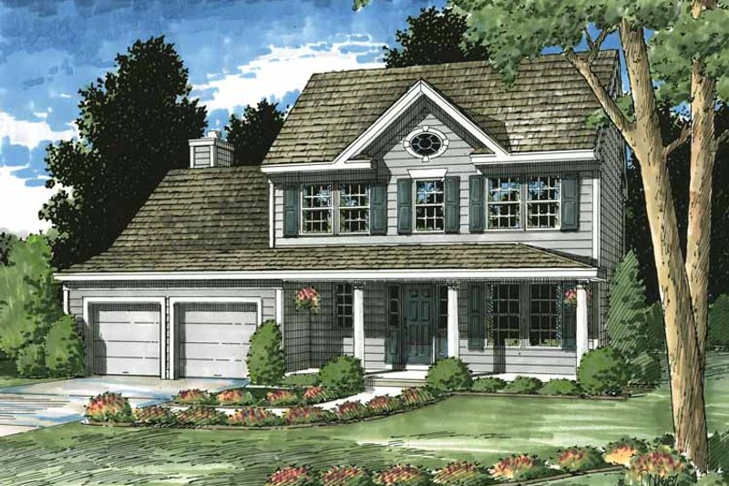 Architectural House Design - Colonial Exterior - Front Elevation Plan #1029-54