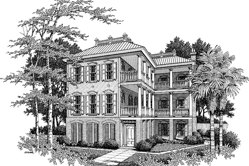 Architectural House Design - Southern Exterior - Front Elevation Plan #37-272