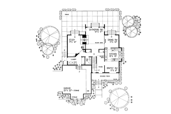 Floor Plan - Main Floor for Victorian House Plan #72-893 - 4 bed, 2.5 bath