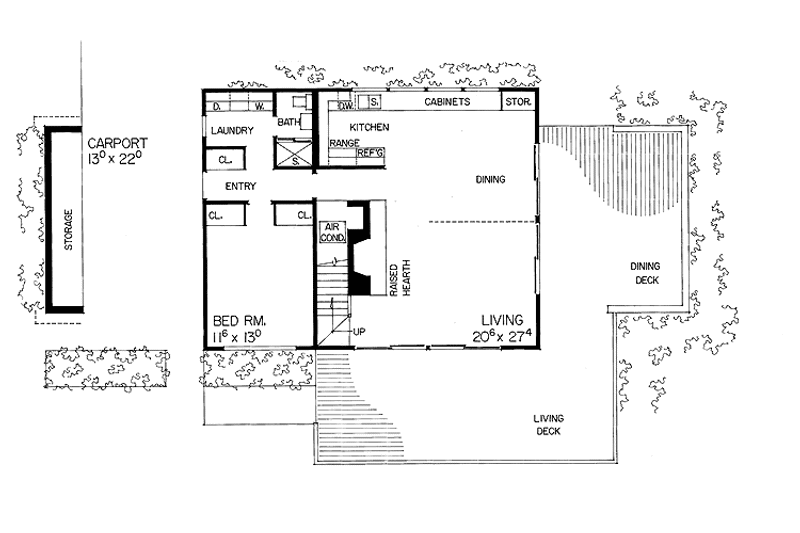 Home Plan - Floor Plan - Lower Floor for Contemporary House Plan #72-526 - 4 bed, 2 bath
