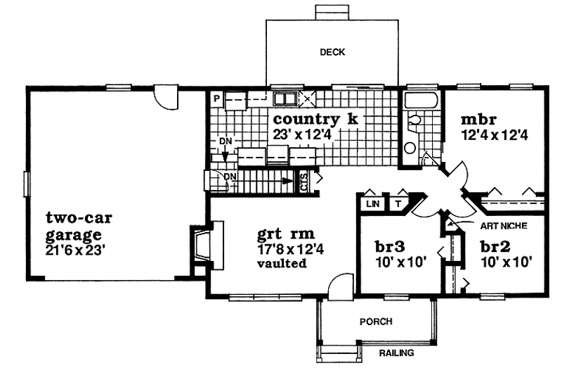 Architectural House Design - Floor Plan - Main Floor for Country House Plan #47-878 - 3 bed, 1 bath