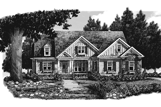 Exterior - Front Elevation 3 for Ranch House Plan #927-261 - 3 bed, 2.5 bath
