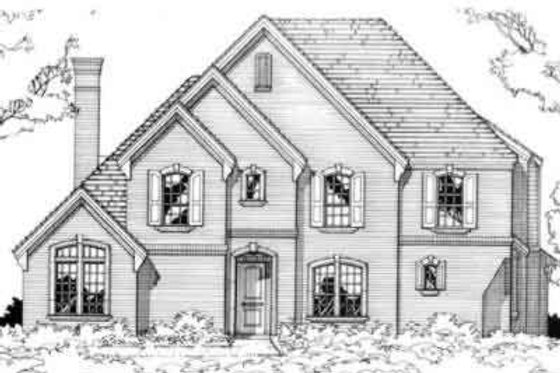 Exterior - Front Elevation for European House Plan #141-128 - 4 bed, 3.5 bath