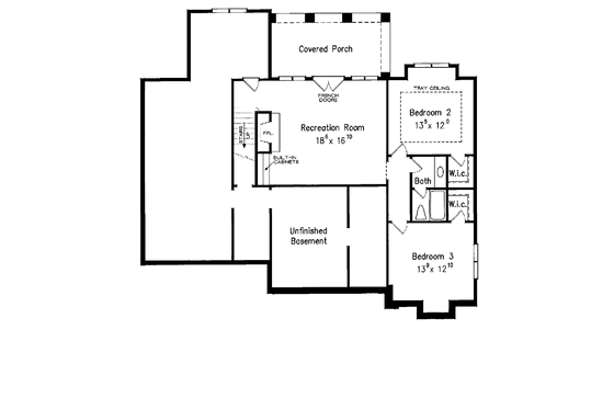 Floor Plan - Lower Floor for Craftsman House Plan #927-917 - 3 bed, 2.5 bath