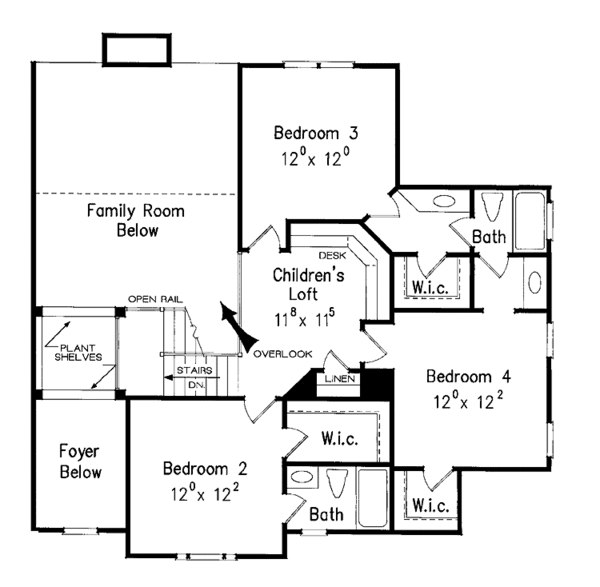 House Blueprint - Traditional Floor Plan - Upper Floor Plan #927-862