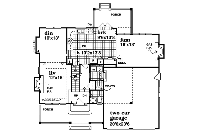 Home Plan - Floor Plan - Main Floor for Country House Plan #47-944 - 4 bed, 2.5 bath