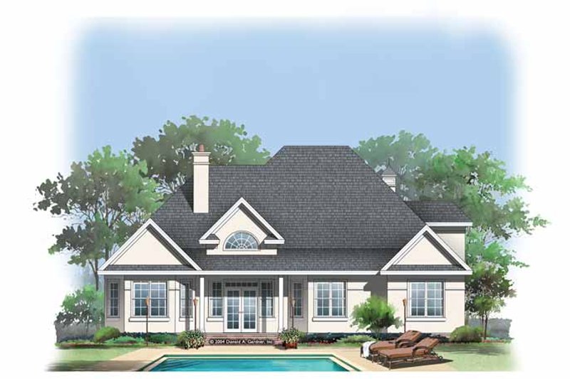 Home Plan - Exterior - Rear Elevation for European House Plan #929-883 - 3 bed, 2 bath