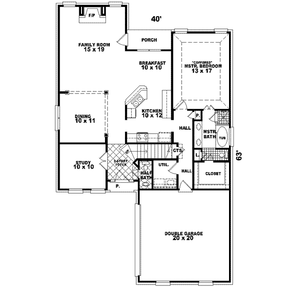 Colonial Floor Plan - Main Floor Plan #81-500