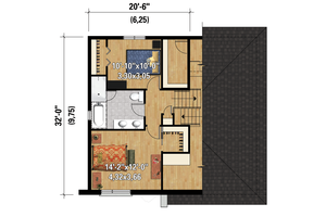 Floor Plan - Upper Floor 1 for Contemporary House Plan #25-4283 - 2 bed, 1 bath