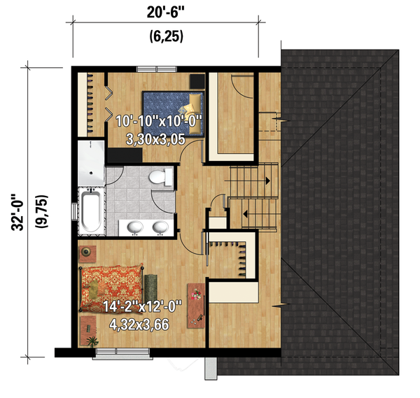 Architectural House Design - Contemporary Floor Plan - Upper Floor Plan #25-4283