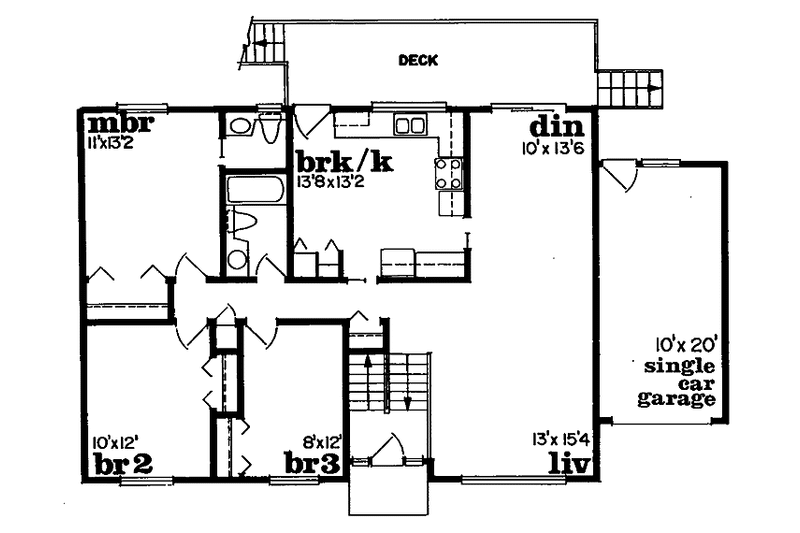 Home Plan - Floor Plan - Main Floor for Contemporary House Plan #47-663 - 3 bed, 1.5 bath
