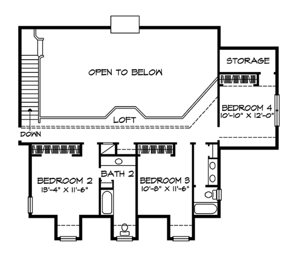 Architectural House Design - Country Floor Plan - Upper Floor Plan #140-178
