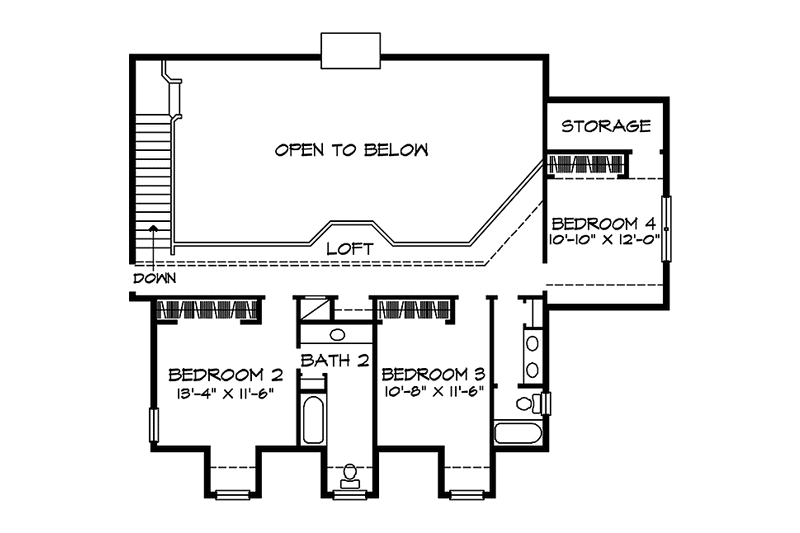 Home Plan - Floor Plan - Upper Floor for Country House Plan #140-178 - 4 bed, 3.5 bath