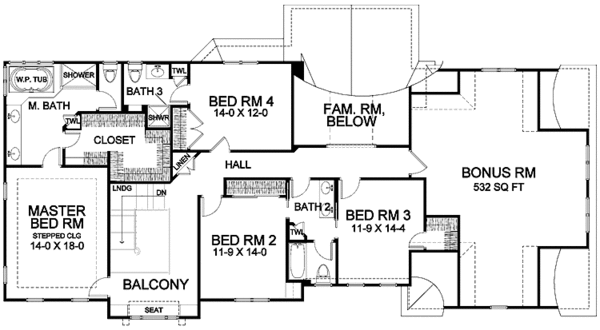 House Design - Colonial Floor Plan - Upper Floor Plan #328-450