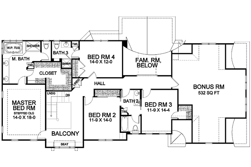 Dream House Plan - Floor Plan - Upper Floor for Colonial House Plan #328-450 - 4 bed, 3.5 bath