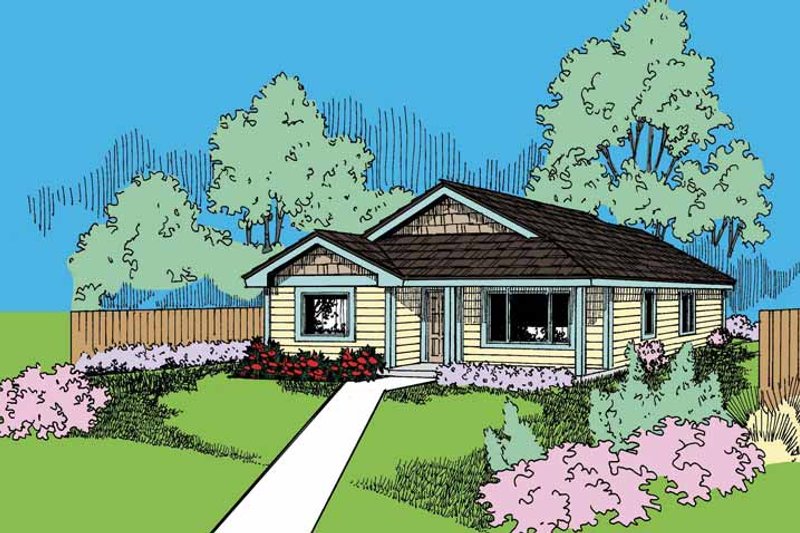 Architectural House Design - Ranch Exterior - Front Elevation Plan #60-721
