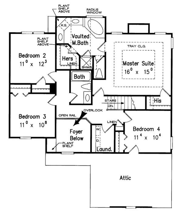Architectural House Design - Colonial Floor Plan - Upper Floor Plan #927-227