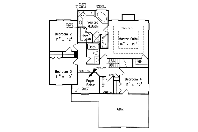 Dream House Plan - Floor Plan - Upper Floor for Colonial House Plan #927-227 - 4 bed, 2.5 bath