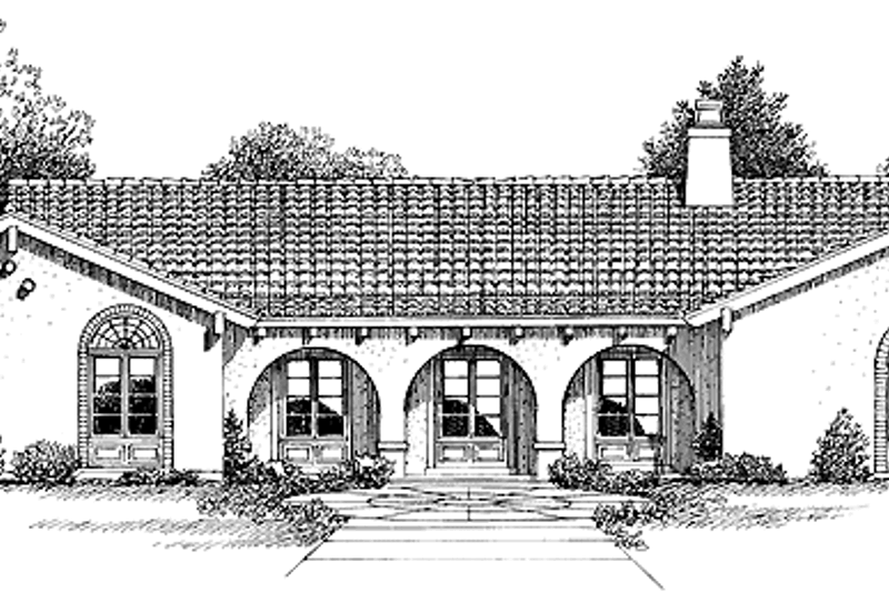 Architectural House Design - Adobe / Southwestern Exterior - Front Elevation Plan #72-607