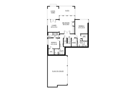 Floor Plan - Lower Floor for Prairie House Plan #132-518 - 5 bed, 4.5 bath