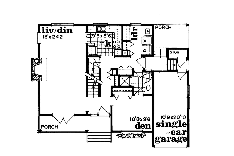 Dream House Plan - Floor Plan - Main Floor for Country House Plan #47-674 - 2 bed, 2 bath
