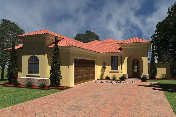 Exterior - Front Elevation 3 for Mediterranean House Plan #930-430 - 2 bed, 2.5 bath