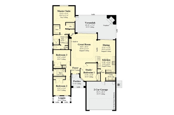 Floor Plan - Main Floor for Mediterranean House Plan #930-493 - 4 bed, 2 bath